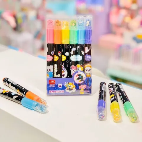 Fancy Cap Multicolour Highlighters Pen with Stamp